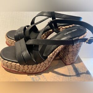 FREE PEOPLE Fahn Jute Platform Sandal Leather Women’s Size 10 NEW W/Box